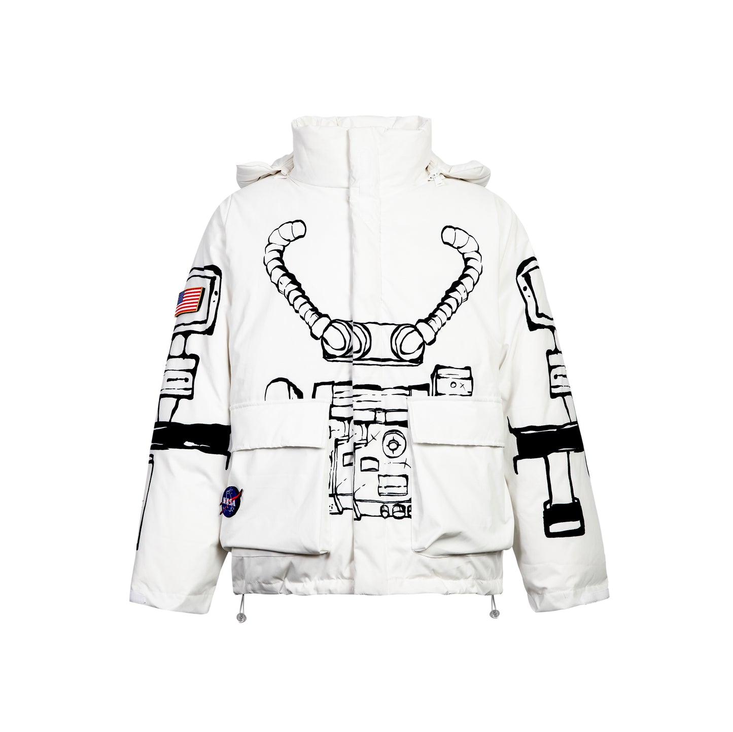 13DE MARZO Astronaut Teddy Bear Painted Down Jacket