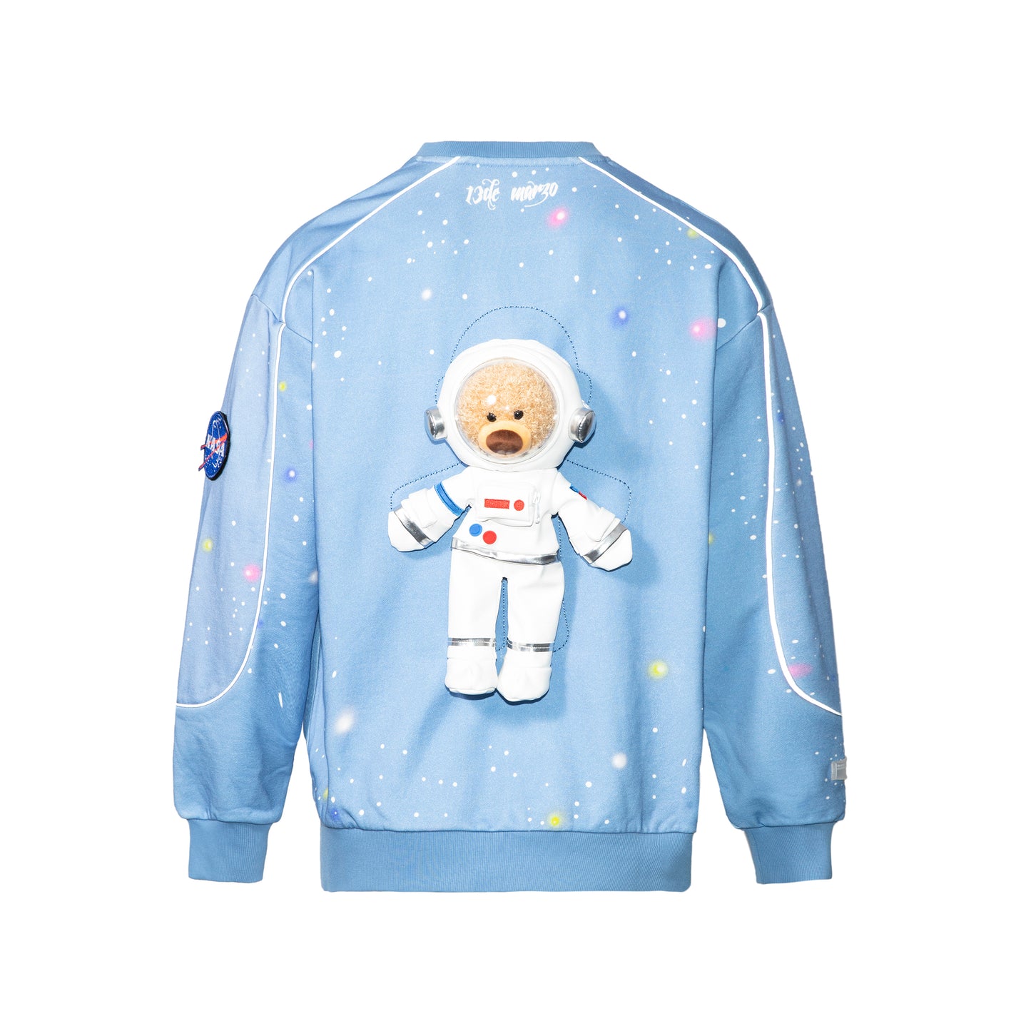 13DE MARZO Astronaut Teddy Bear Galactic Starry Sweater