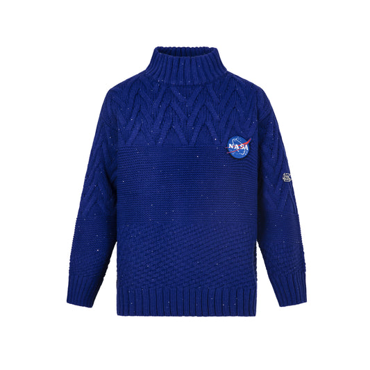 13DE MARZO Azure Space Astronaut Teddy Bear Knit Sweater