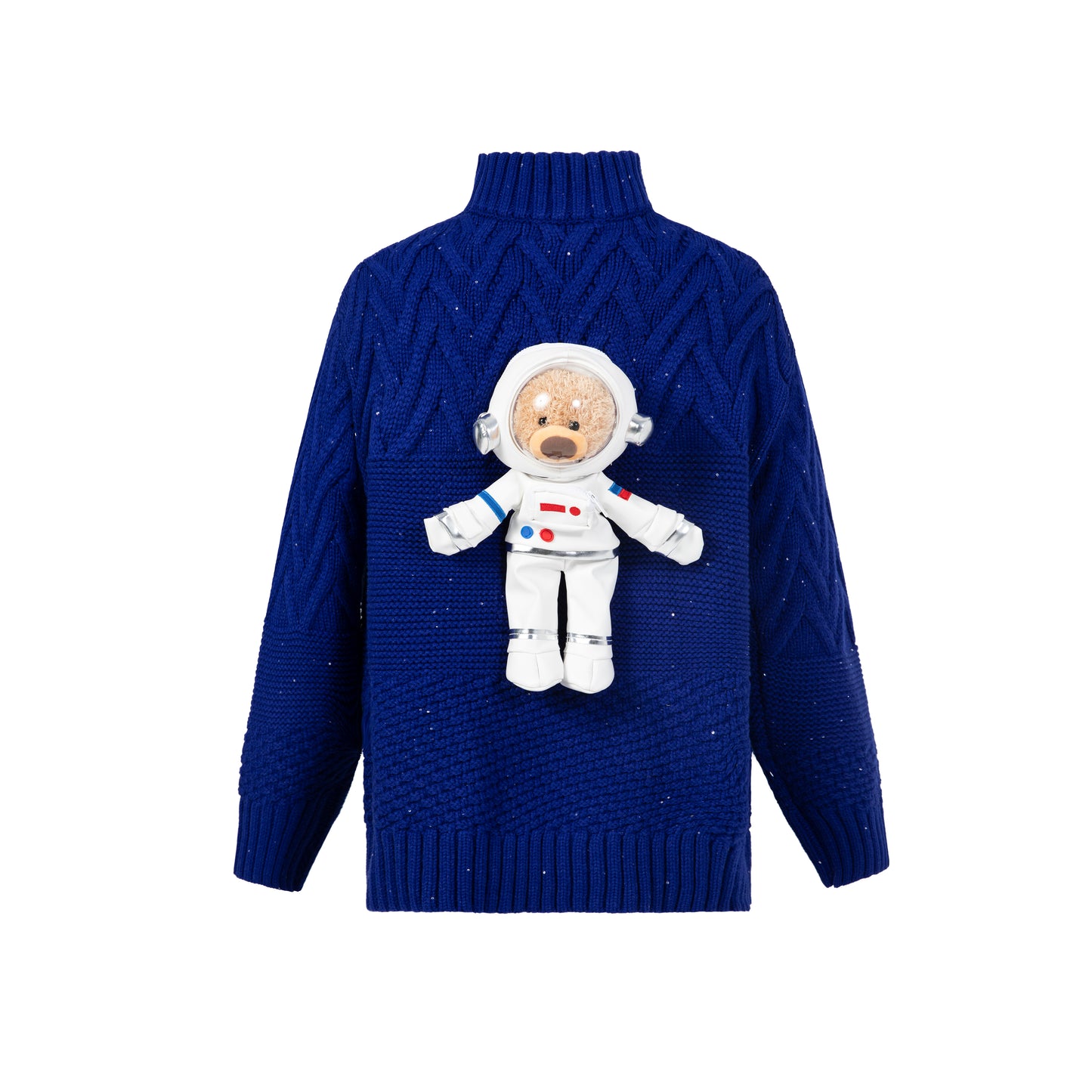 13DE MARZO Azure Space Astronaut Teddy Bear Knit Sweater