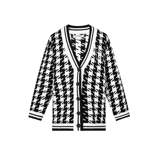 13DE MARZO Palda Bear Houndstooth Cardigan