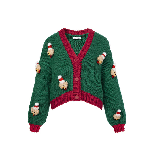 13DE MARZO Christmas Toy Head Cardigan