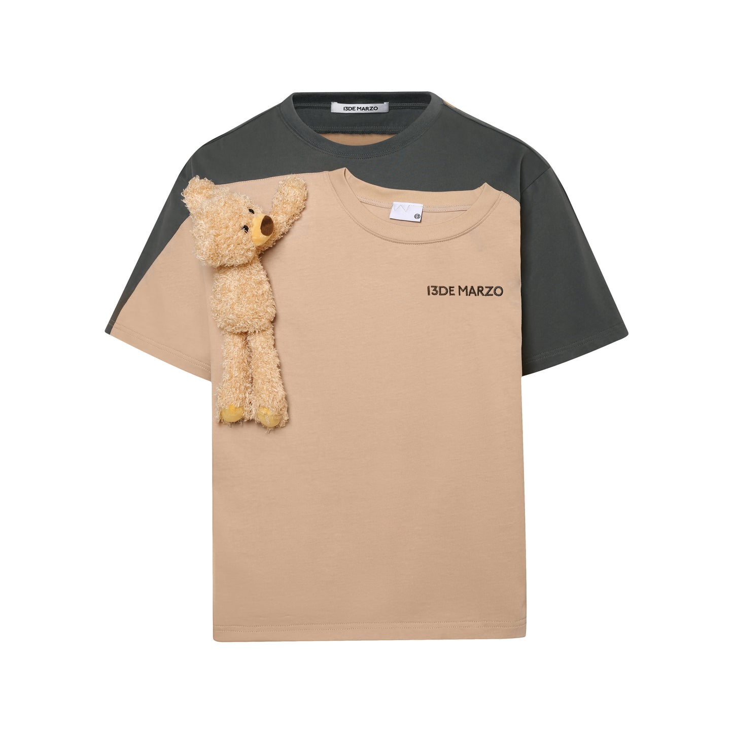 13DE MARZO Fake-2-Piece Plush Bear T-shirt