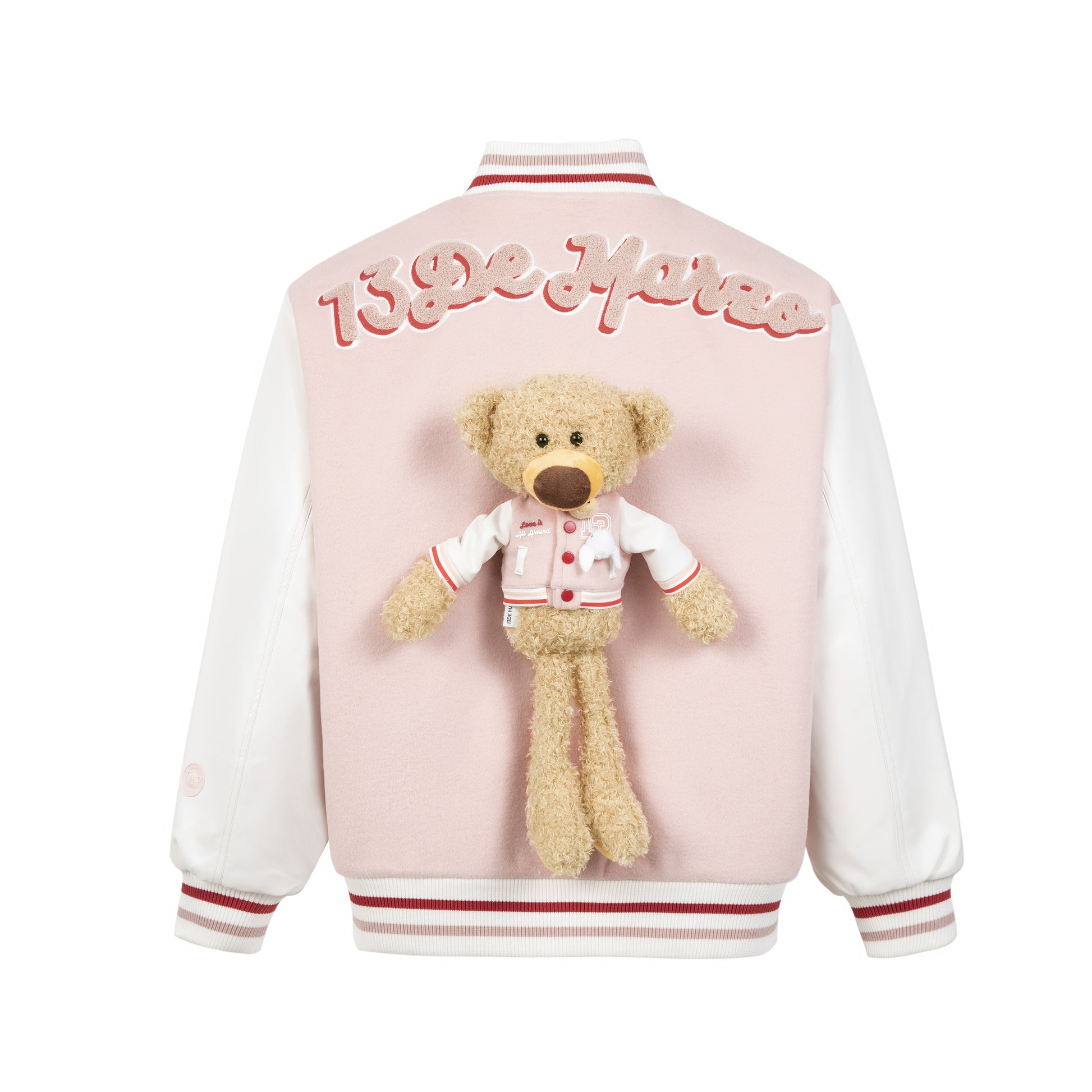 13DE MARZO Bear Wearing Baseball Varsity Jacket