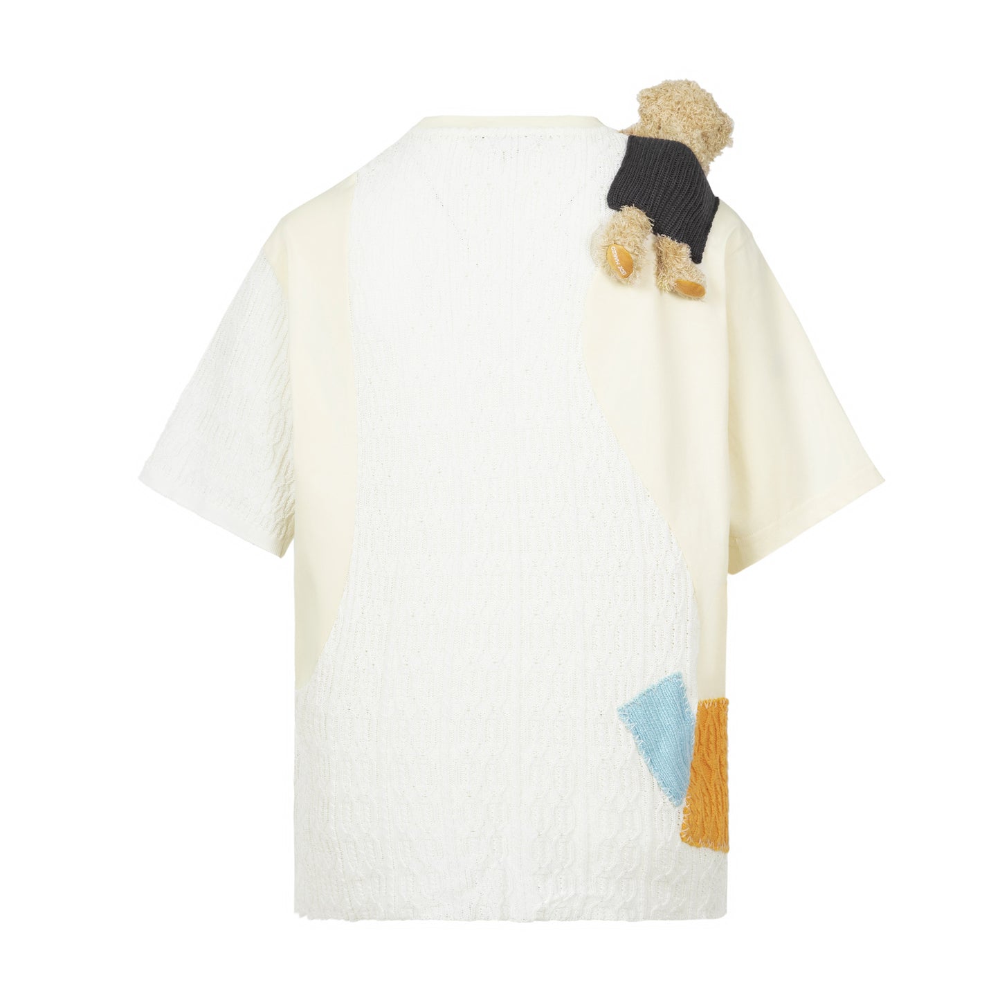 13DE MARZO Shoulder Bear Knit Patch T-shirt