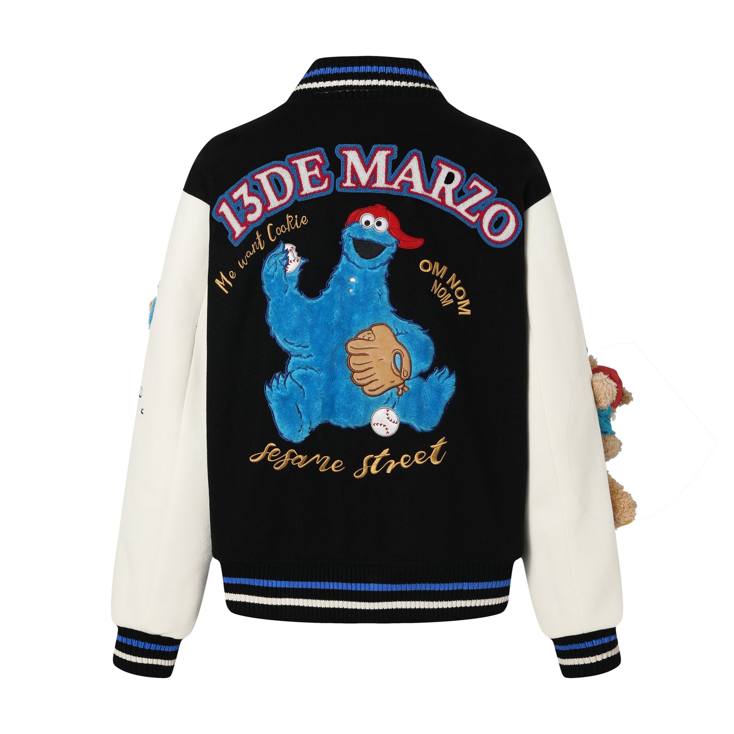 13DE MARZO Cookie Monster Bear Baseball Jacket