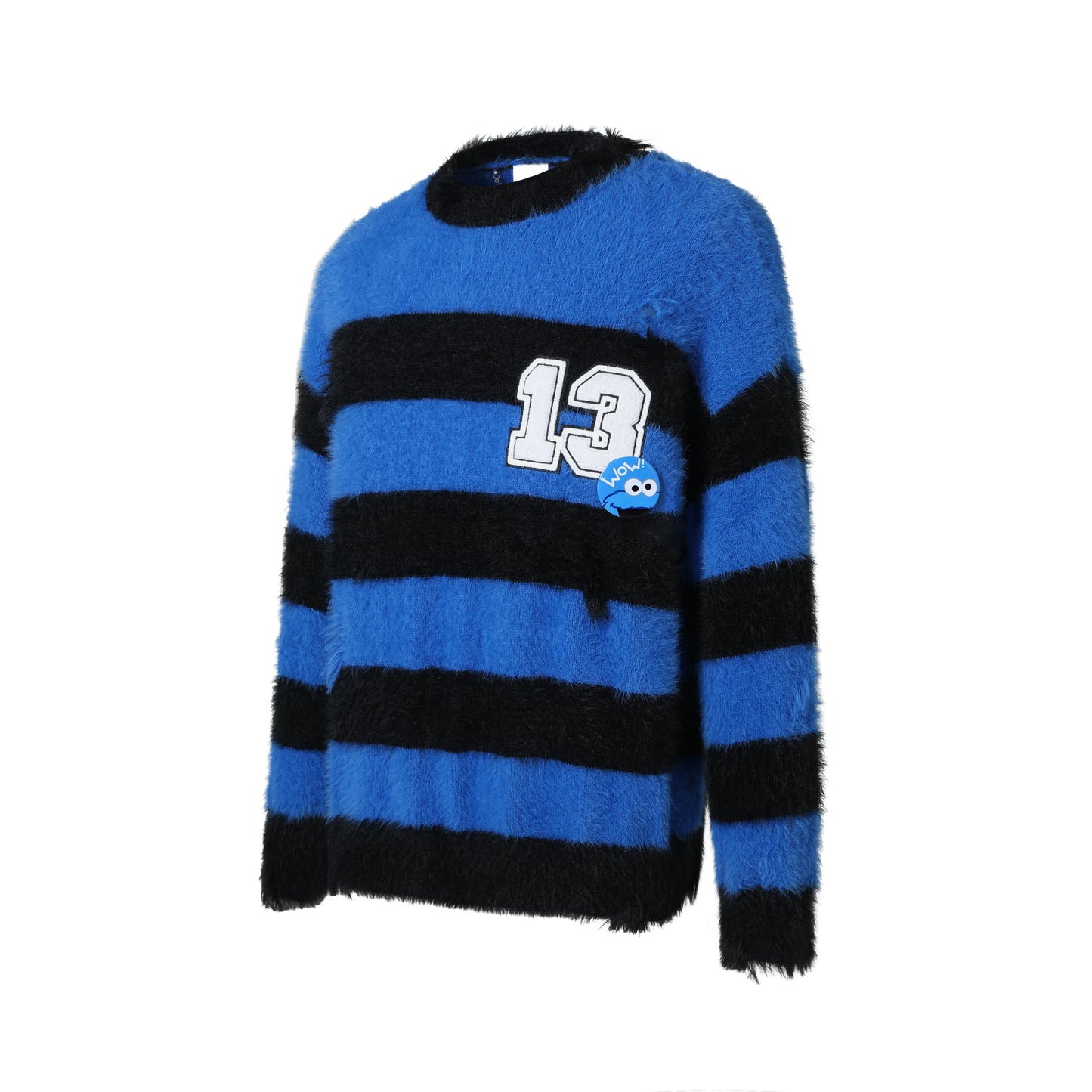 13DE MARZO Elmo Bear Artificial Fur Stripe Sweater