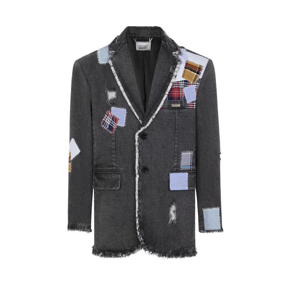 13DE MARZO Bear Patch Suture Denim Suit - 13DE MARZO