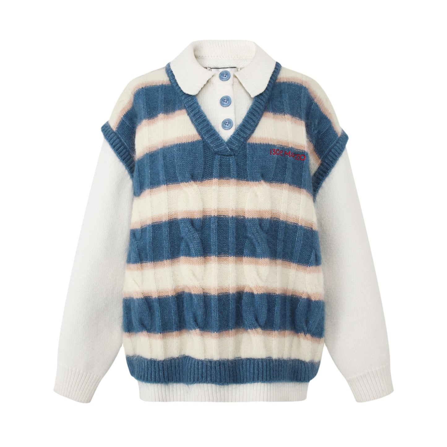 13DE MARZO Mohair Stripe Sweater