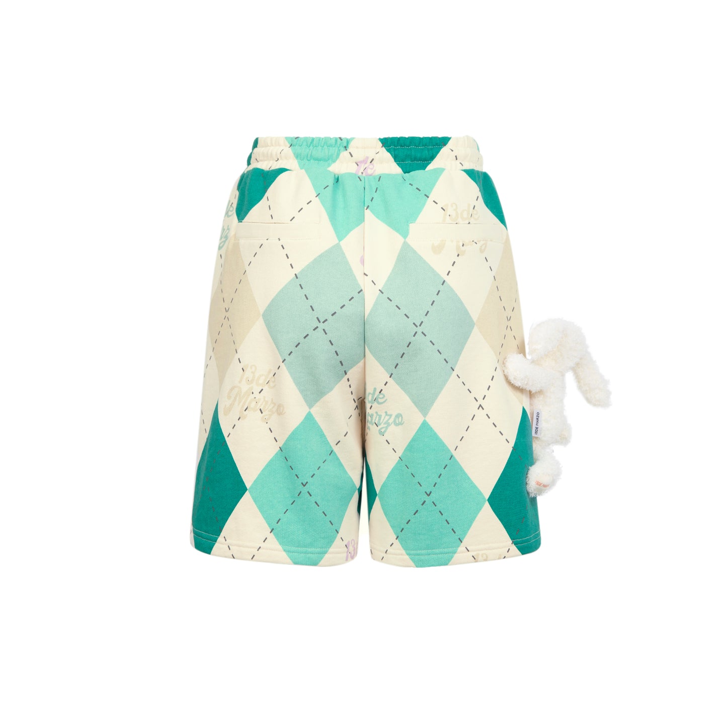 13DE MARZO Bunny Vintage Diamond Pattern Shorts