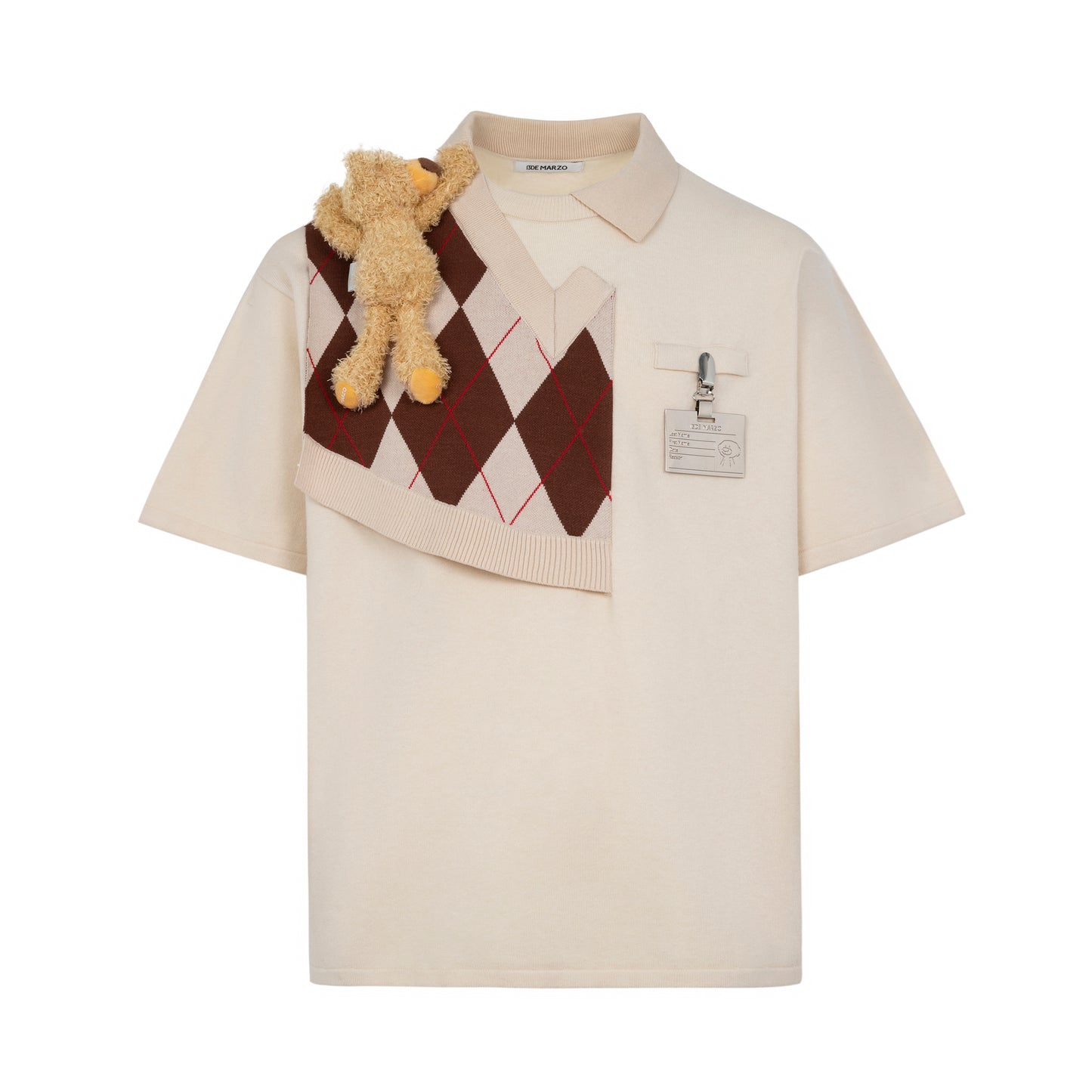 13DE MARZO Bear Knit Patch T-shirt