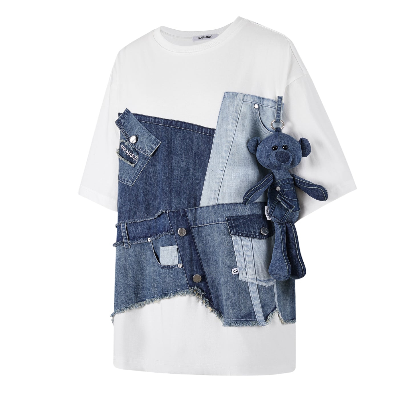 13DE MARZO Bear Denim Multi Pocket T-shirt