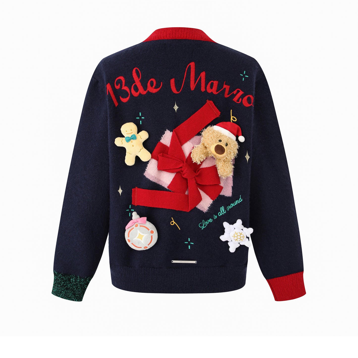 13DE MARZO Christmas Gift Webbing Knit Cardigan