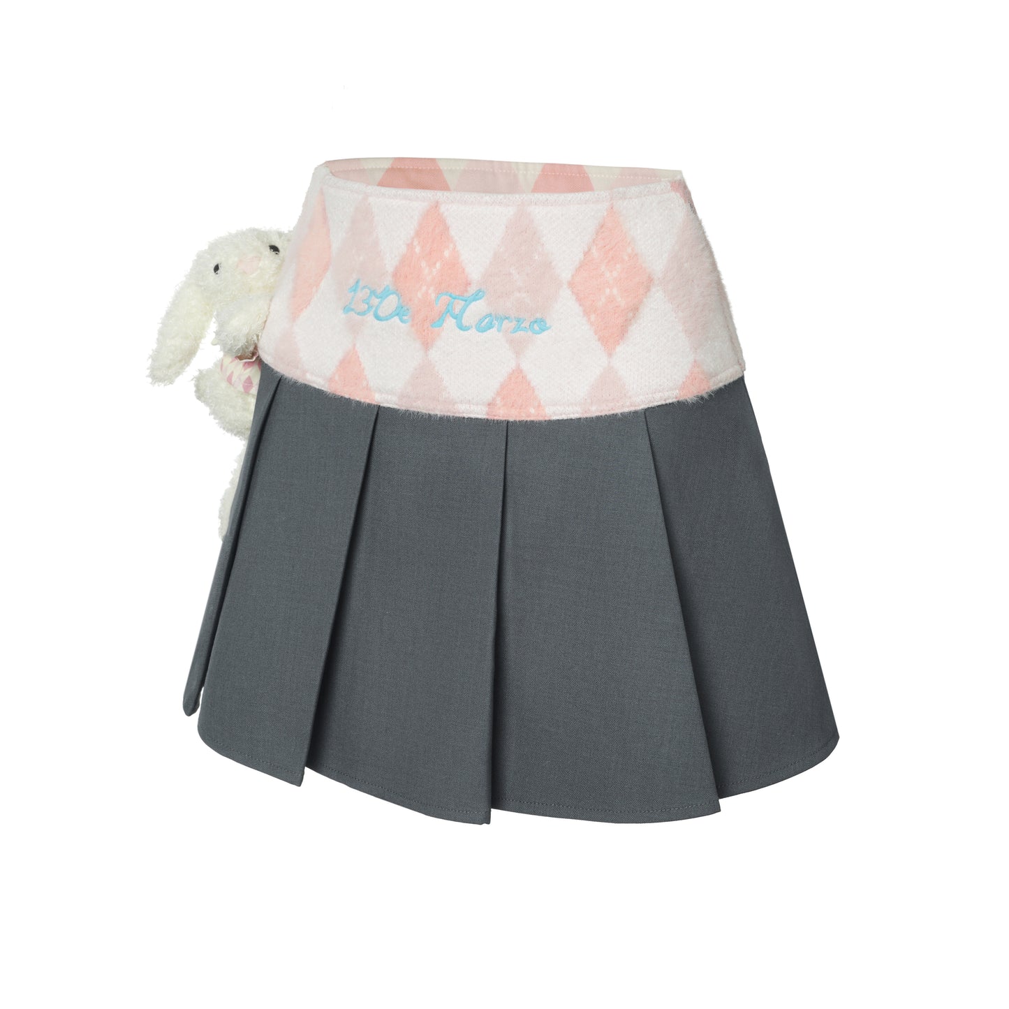13DE MARZO Diamond Check Pleated Skirt