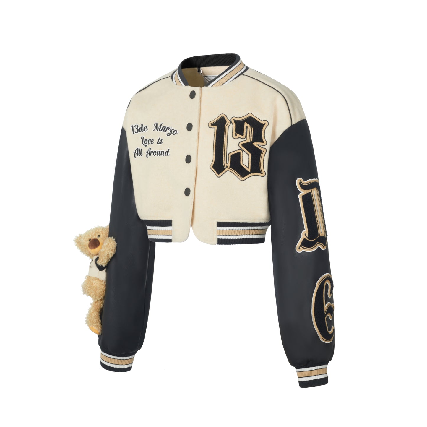 13DE MARZO Vintage Short Baseball Jacket